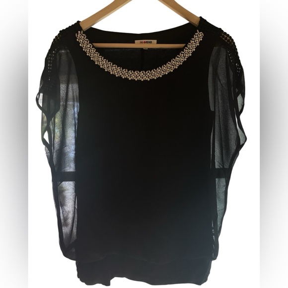 RE Order Black Beaded blouse NWOT - Picture 1 of 3